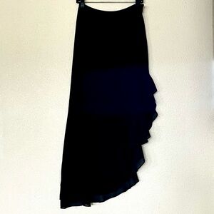 Black Asymmetrical Maxi Skirt with Ruffles